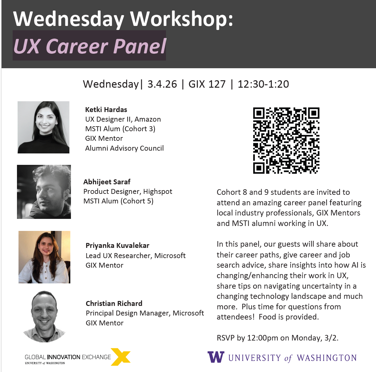 UX Career Panel at UW Seattle, GIX