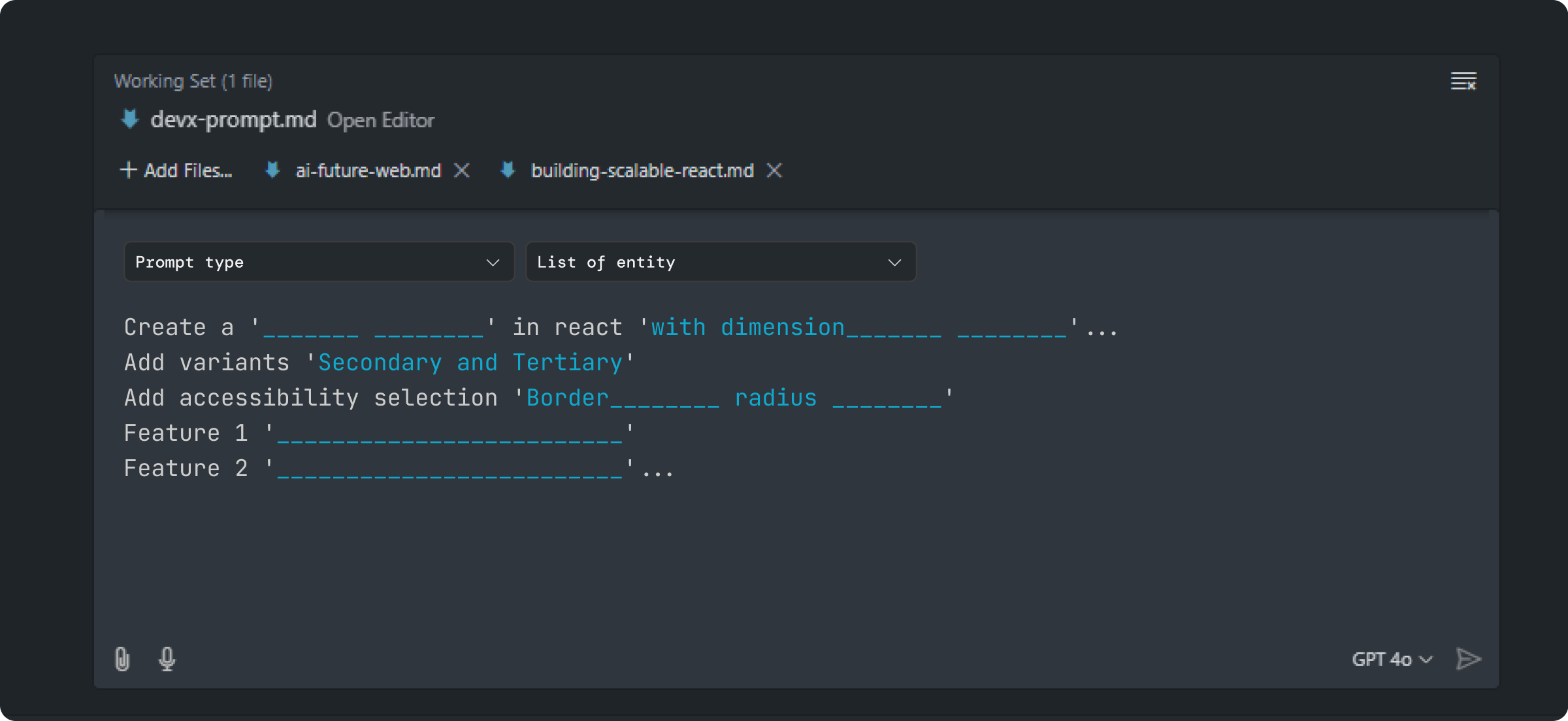 Using guided prompts for generating 