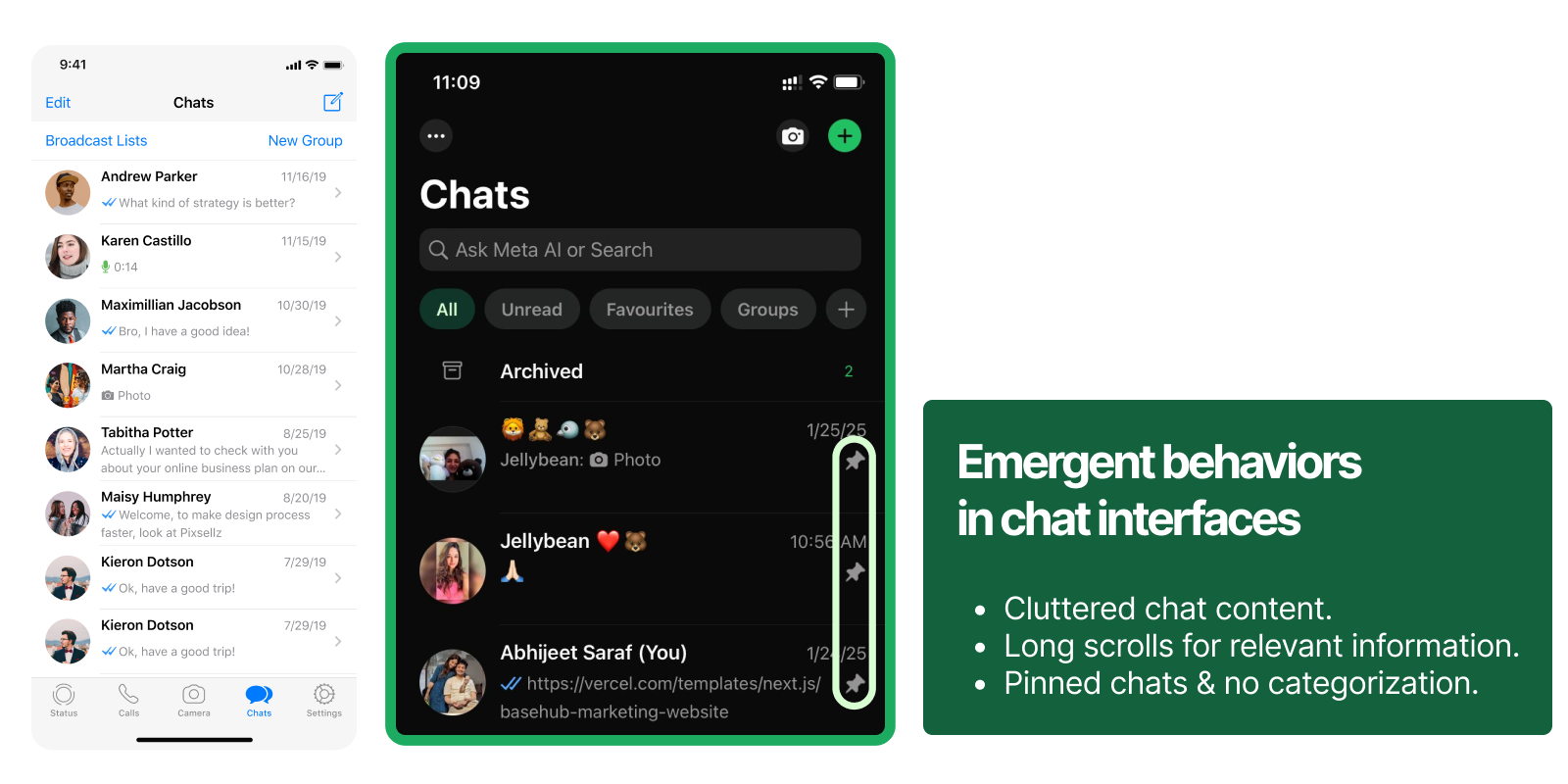 Old and new whatsapp interface